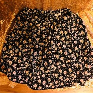 Black floral chiffon mini skirt